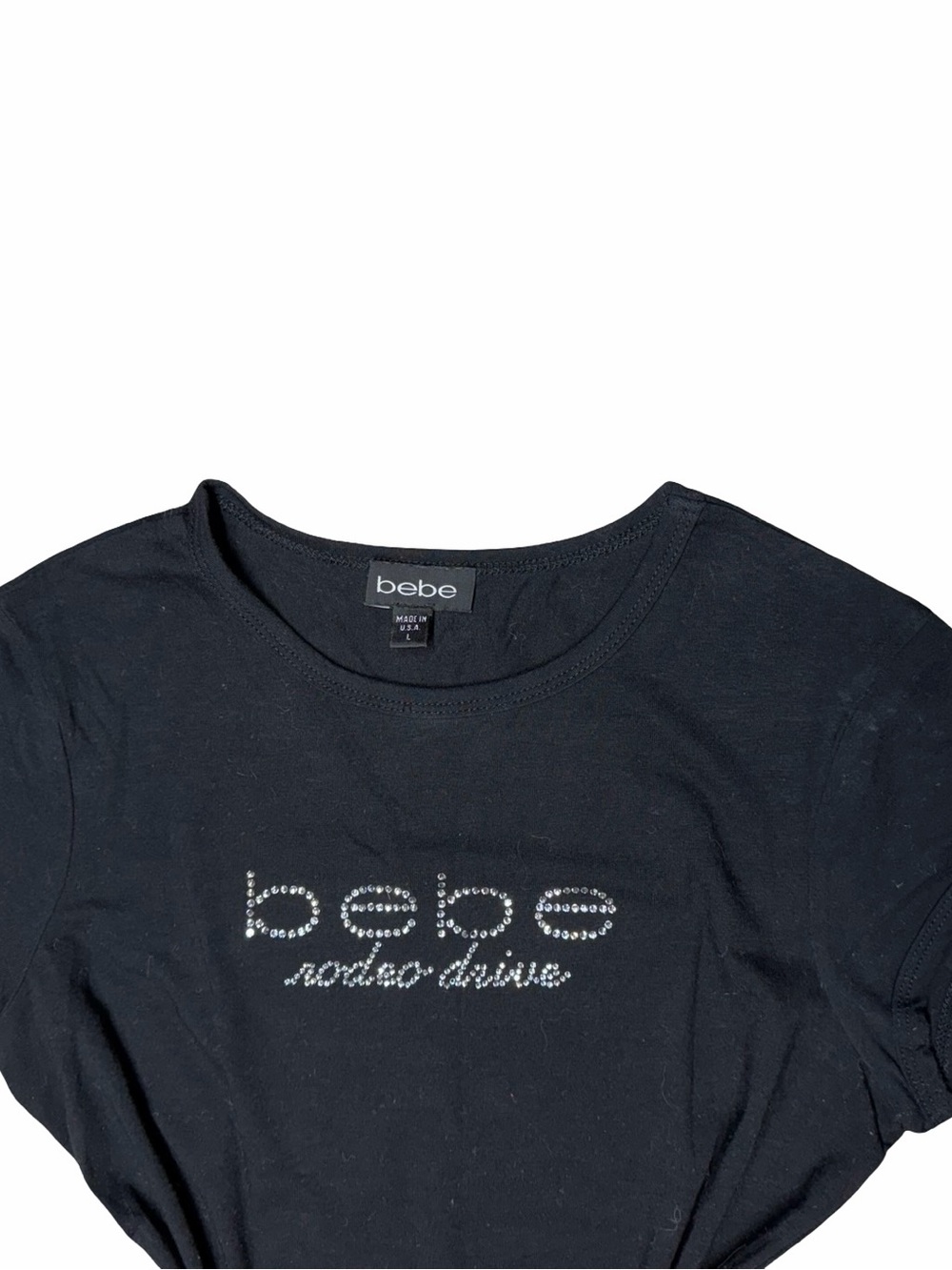 Y2K bebe Black Short-Sleeve Rhinestone Logo Tee - Picture 2 of 3